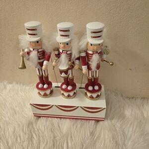 Musical Red and White Nutcracker Trio Figurines